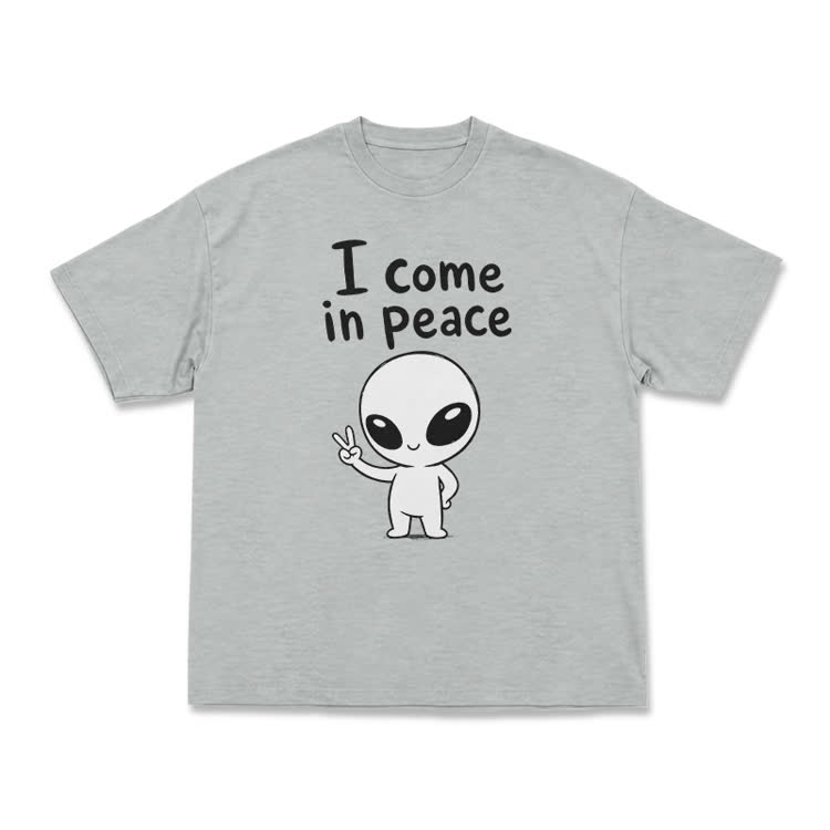 I Come in Peace Alien Graphic T-Shirt - Grey - US16-18(2XL) - image 5