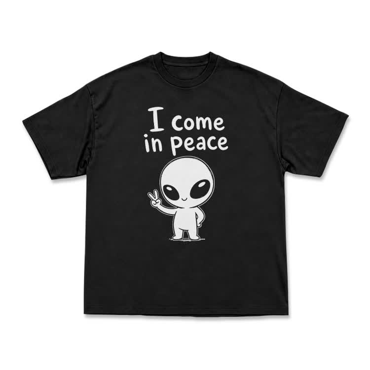 I Come in Peace Alien Graphic T-Shirt - Black - US16-18(2XL) - image 2