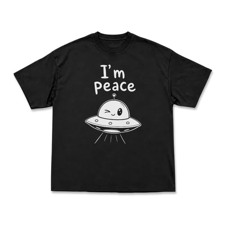 I'm Peace UFO Graphic T-Shirt - Black - US16-18(2XL) - image 2