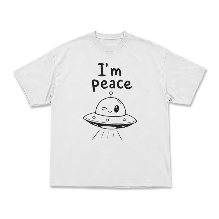 I'm Peace UFO Graphic T-Shirt - White - US16-18(2XL) - image 1