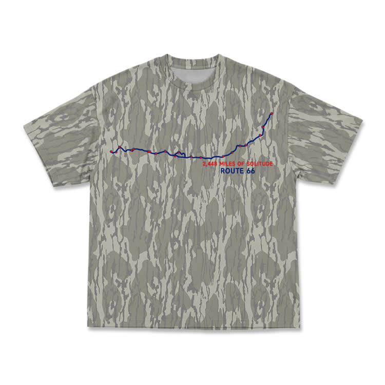 Vintage Route 66 Camo Graphic T-Shirt  - Khaki - 3XL - image 1