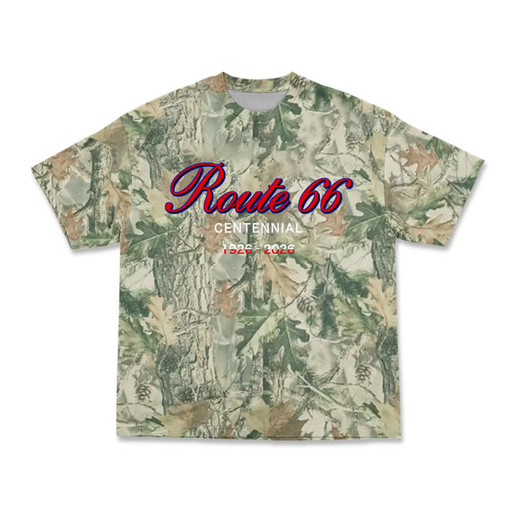 Vintage Route 66 Centennial Camo Graphic T-Shirt - Green - 3XL - image 2
