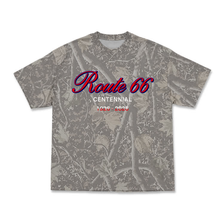 Vintage Route 66 Centennial Camo Graphic T-Shirt - Olive Green - 3XL - image 1