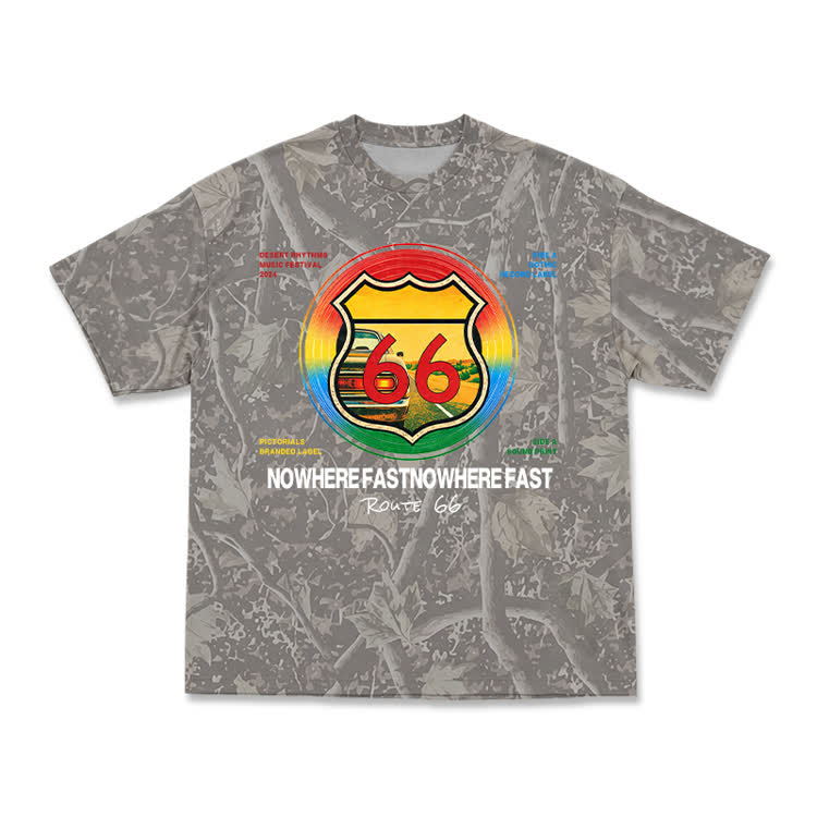 Vintage Route 66 Camo Graphic Short Sleeve T-Shirt - Olive Green - 3XL - image 1