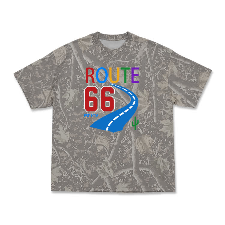 Route 66 Camo Graphic T-Shirt - Olive Green - 3XL - image 1
