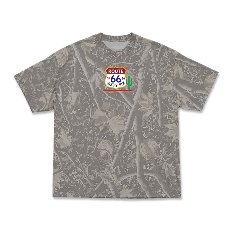 Vintage Route 66 Camo Graphic T-Shirt - Olive Green - 3XL - image 1