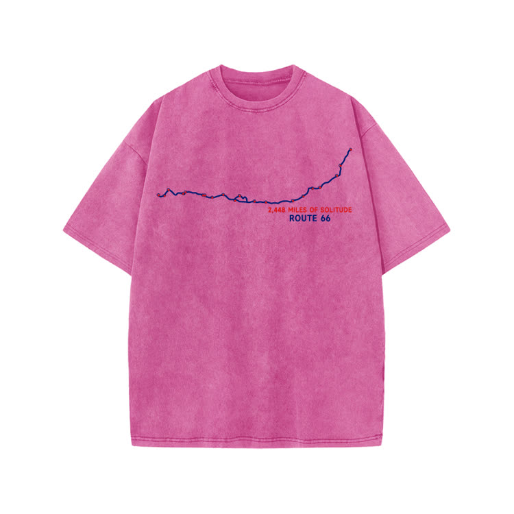 Vintage Route 66 Graphic Print Acid Washed T-shirt - Pink - US20-22(3XL) - image 9