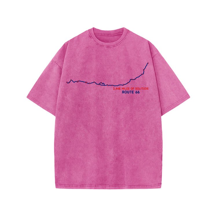 Vintage Route 66 Graphic Print Acid Washed T-shirt - Pink - US20-22(3XL) - image 9