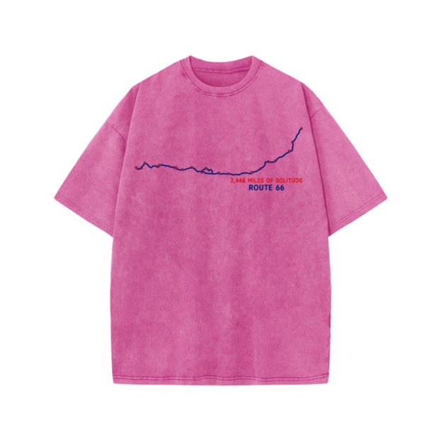 Vintage Route 66 Graphic Print Acid Washed T-shirt - Pink - US20-22(3XL) - image 9