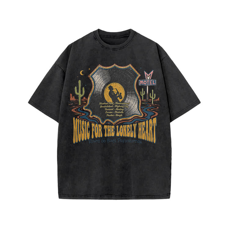 Vintage Motel Graphic Print Acid Washed T-shirt - Black - US20-22(3XL) - image 1