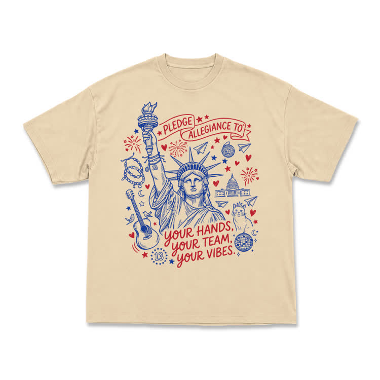 Retro Americana Statue Of Liberty T-shirt - Apricot - US16-18(2XL) - image 1