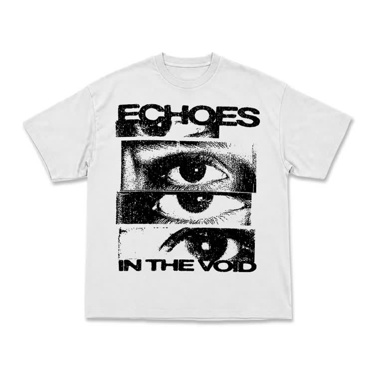 Echoes In The Void Eye Graphic Streetwear T-Shirt - White - US16-18(2XL) - image 2