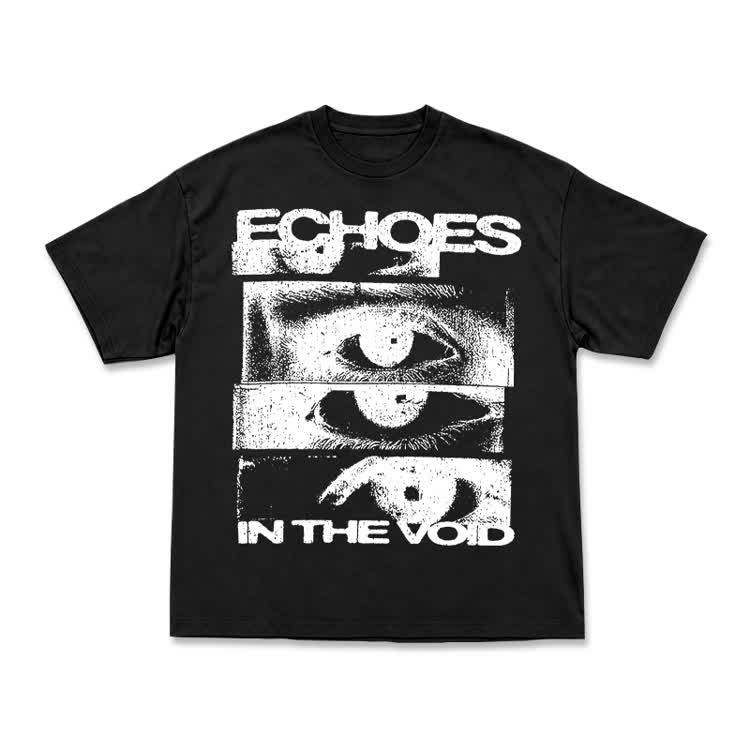 Echoes In The Void Eye Graphic Streetwear T-Shirt - Black - US16-18(2XL) - image 1