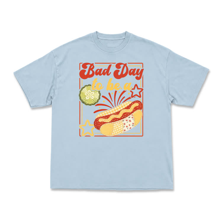 Bad Day to Be a Hot Dog Graphic Casual T-Shirt - Light Blue - US16-18(2XL) - image 1
