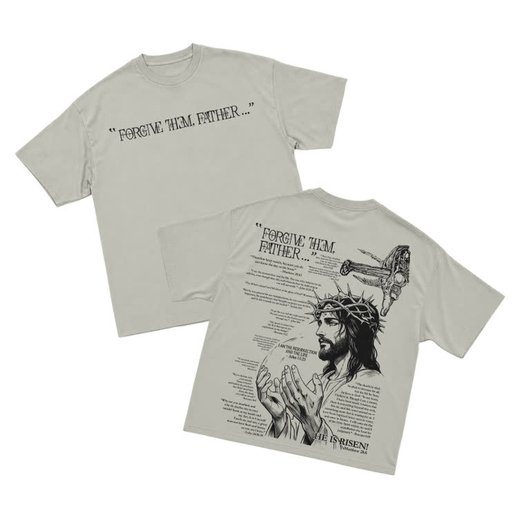 Streetwear Forgive Them Father Graphic T-Shirt - Warm Grey - US16-18(2XL) - image 2