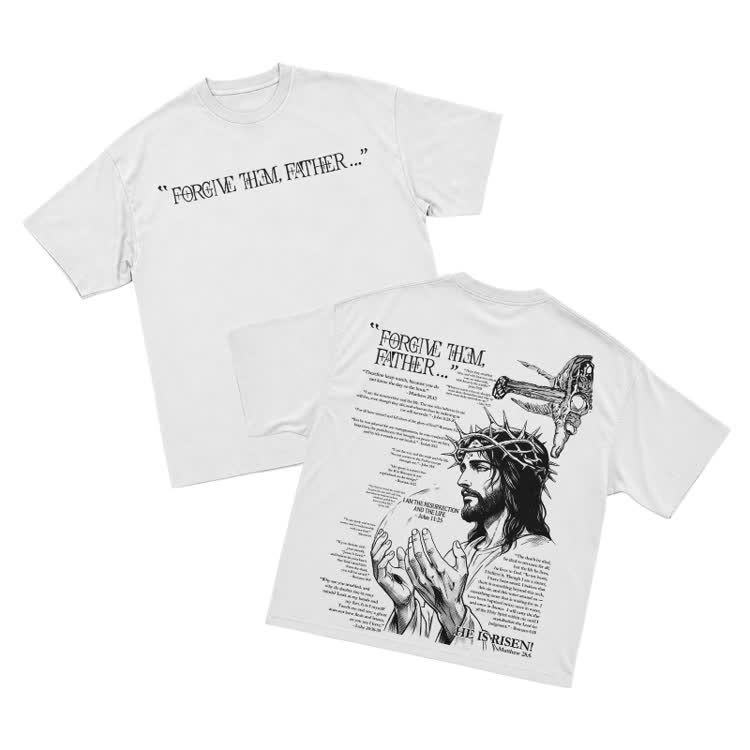 Streetwear Forgive Them Father Graphic T-Shirt - White - US16-18(2XL) - image 1
