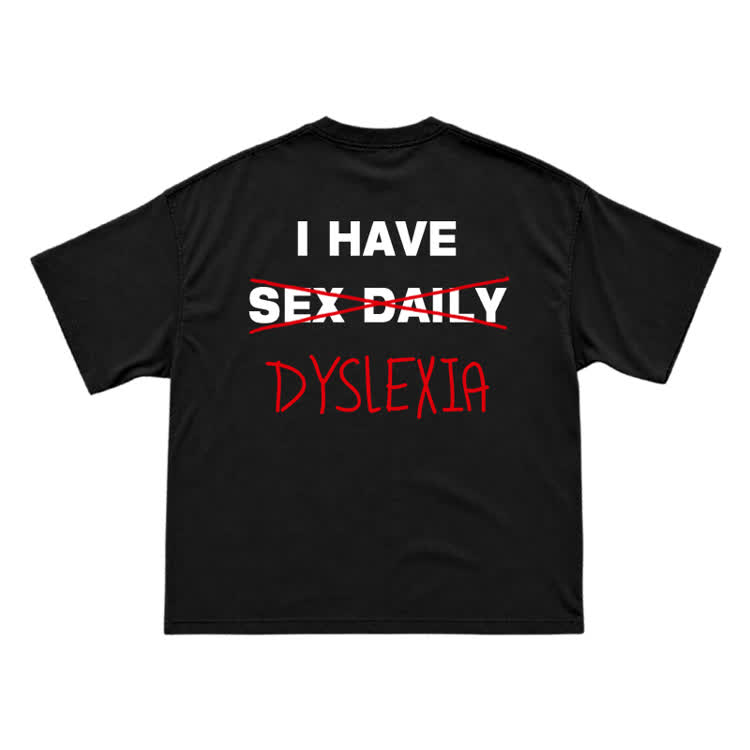 Casual Dyslexia Joke Back Print T-Shirt - Black - US16-18(2XL) - image 2