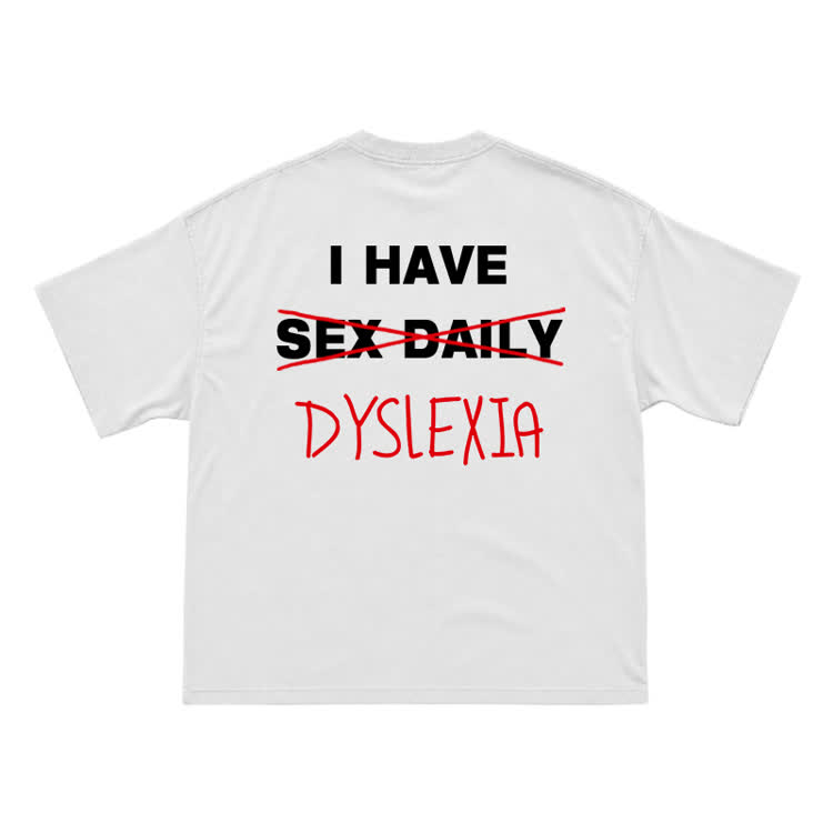 Casual Dyslexia Joke Back Print T-Shirt - White - US16-18(2XL) - image 1