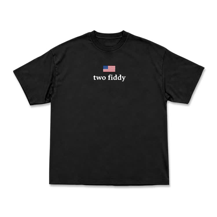 Two Fiddy American Flag Graphic T-Shirt - Black - US16-18(2XL) - image 2