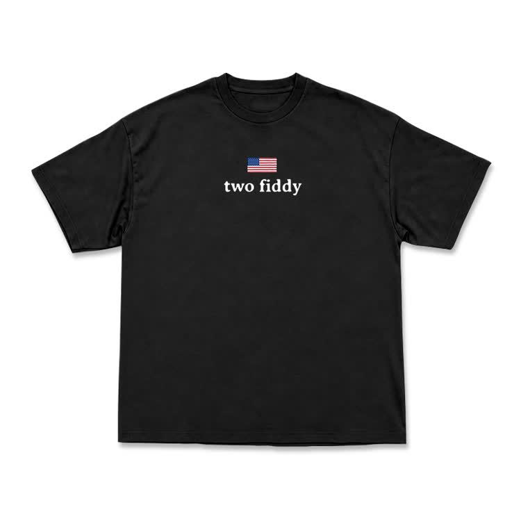 Two Fiddy American Flag Graphic T-Shirt - Black - US16-18(2XL) - image 2