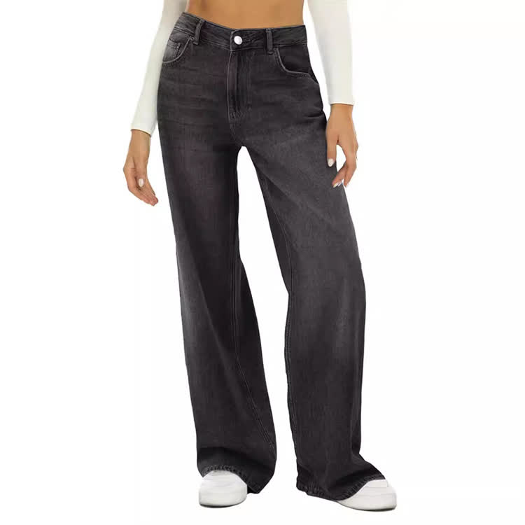 Women's Wide Leg Classic Jeans - Black - XL - image 1