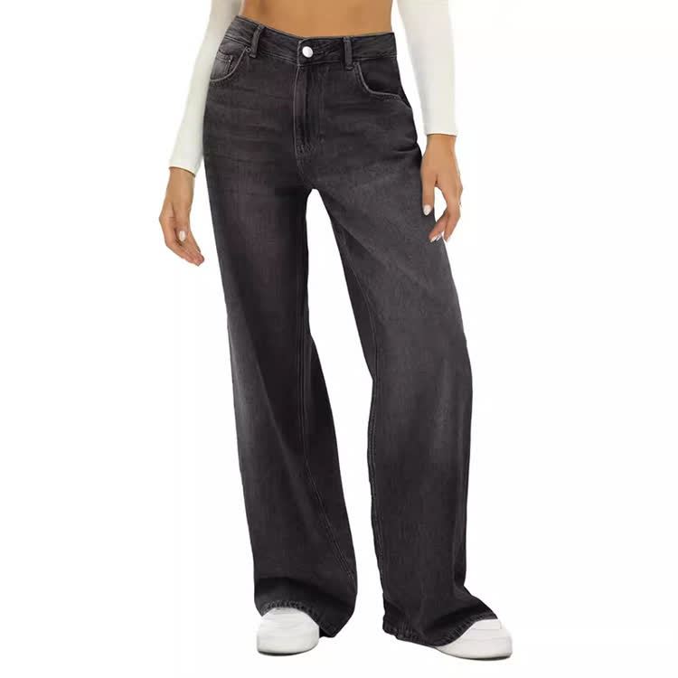 Women's Wide Leg Classic Jeans - Black - XL - image 1