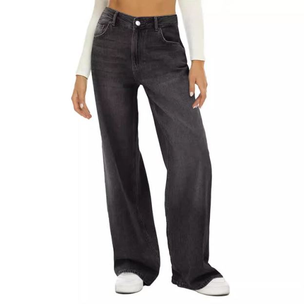 Women's Wide Leg Classic Jeans - Black - XL - image 1