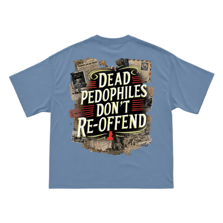 Old Paper Collage Back Design Streetwear T-Shirt - Dusty Blue - US16-18(2XL) - image 4