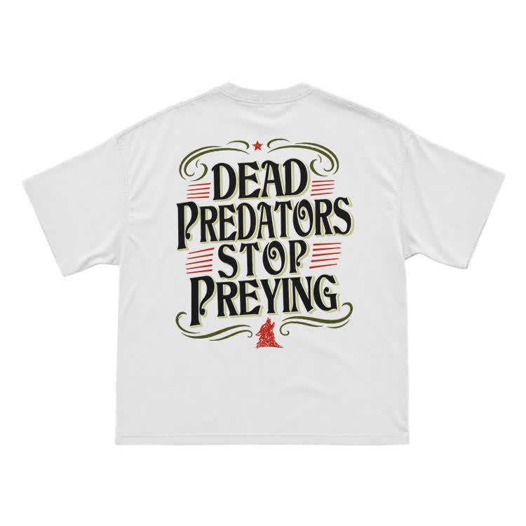 Vintage Dead Predators Stop Preying Back Graphic T-Shirt - White - US16-18(2XL) - image 2