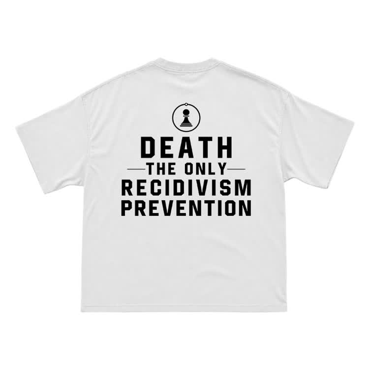 Death The Only Recidivism Prevention Back Graphic Tee - White - US16-18(2XL) - image 2