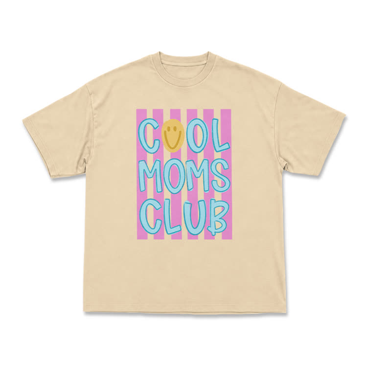 Cream Cool Moms Club Smile Graphic T-Shirt - Apricot - US16-18(2XL) - image 1