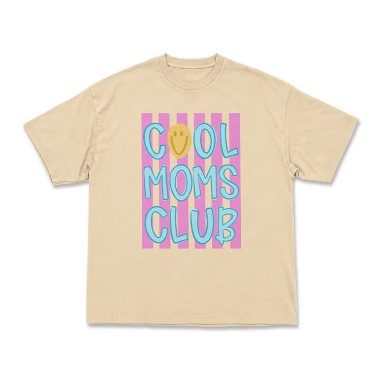 Cream Cool Moms Club Smile Graphic T-Shirt - Apricot - US16-18(2XL) - image 1