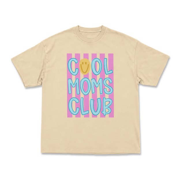 Cream Cool Moms Club Smile Graphic T-Shirt - Apricot - US16-18(2XL) - image 1