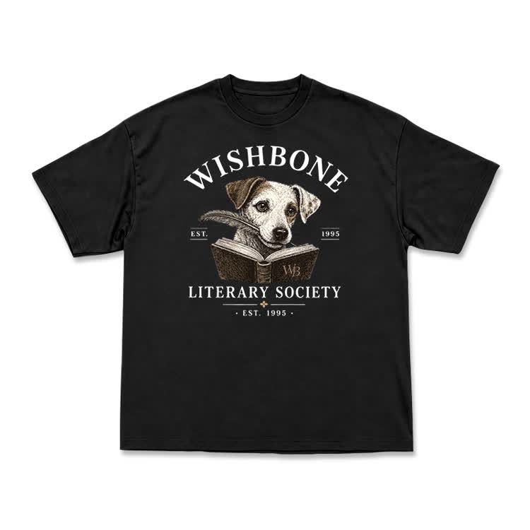 Wishbone Literary Society Vintage Dog Graphic T-Shirt - Black - US16-18(2XL) - image 2