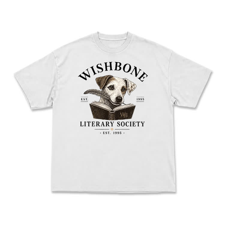 Wishbone Literary Society Vintage Dog Graphic T-Shirt - White - US16-18(2XL) - image 1