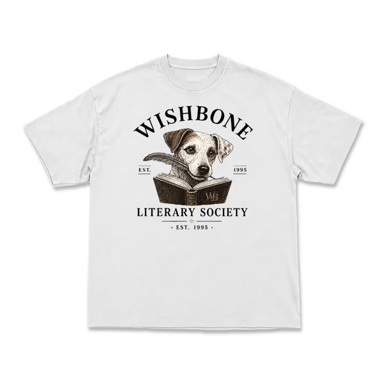 Wishbone Literary Society Vintage Dog Graphic T-Shirt - White - US16-18(2XL) - image 1