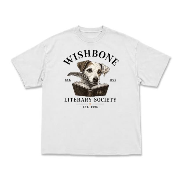 Wishbone Literary Society Vintage Dog Graphic T-Shirt - White - US16-18(2XL) - image 1