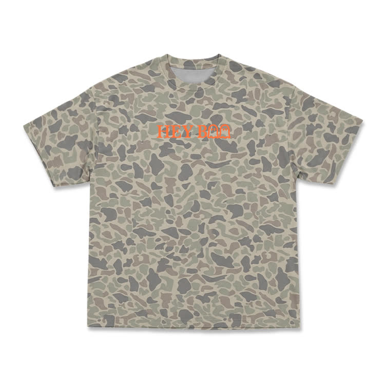 Street Camo Hey Boo Graphic T-Shirt - Grey-green - 3XL - image 1