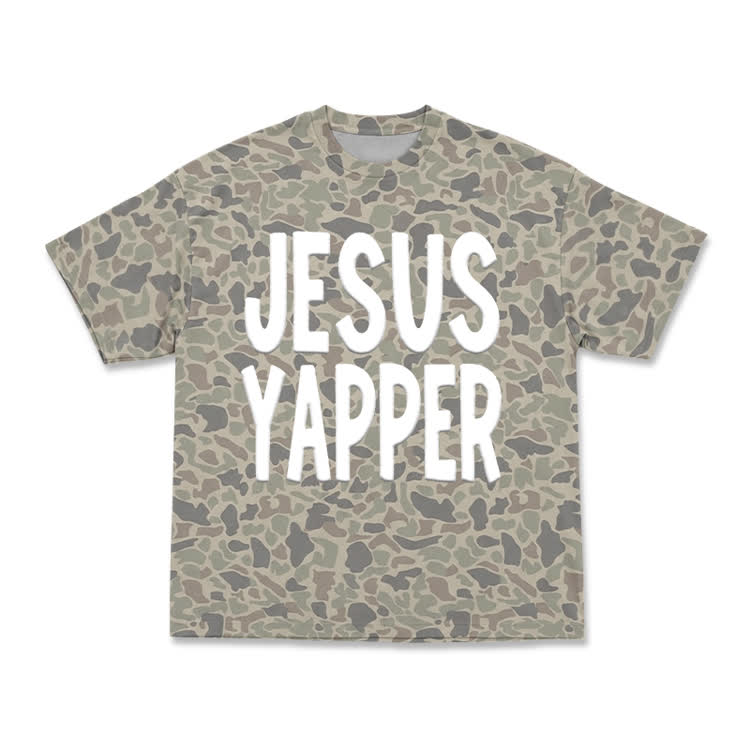 Casual Jesus Yapper Camo Graphic T-Shirt - Grey-green - 3XL - image 1