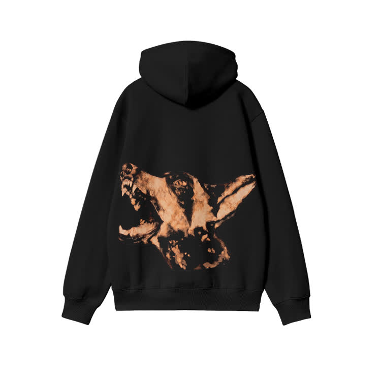 Statement Back Canine Print Hoodie - Black - US16-18(2XL) - image 1