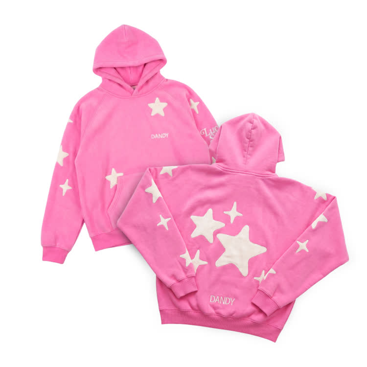 Casual Pink Star Print Dandy Hoodie - Pink - US32-34(5XL) - image 1
