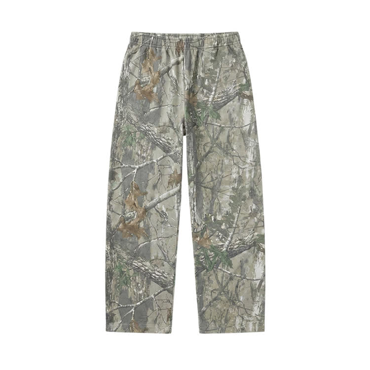 Dead Camouflage Print Straight-leg Sweatpants - Army Green - 5XL - image 1
