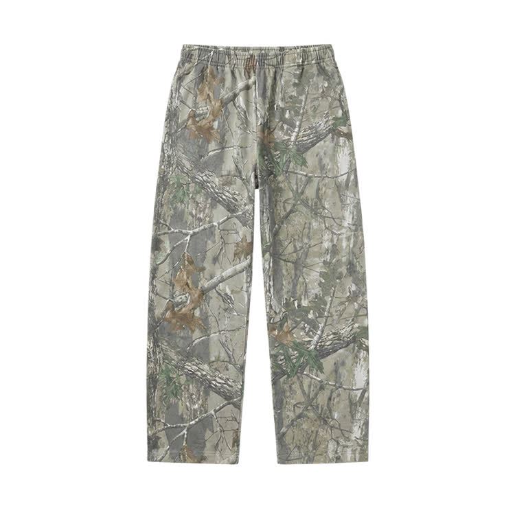 Dead Camouflage Print Straight-leg Sweatpants - Army Green - 5XL - image 1