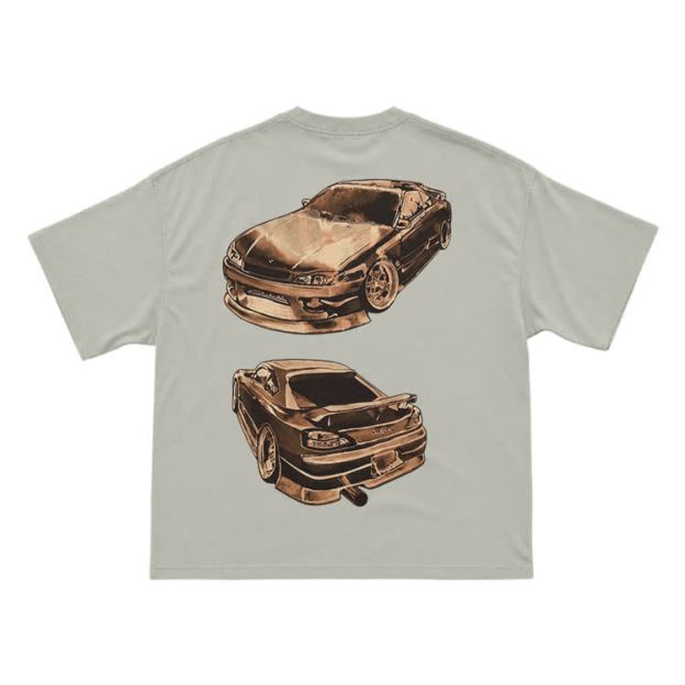 Vintage Dual Sports Car Back Graphic T-Shirt - Warm Grey - US16-18(2XL) - image 4