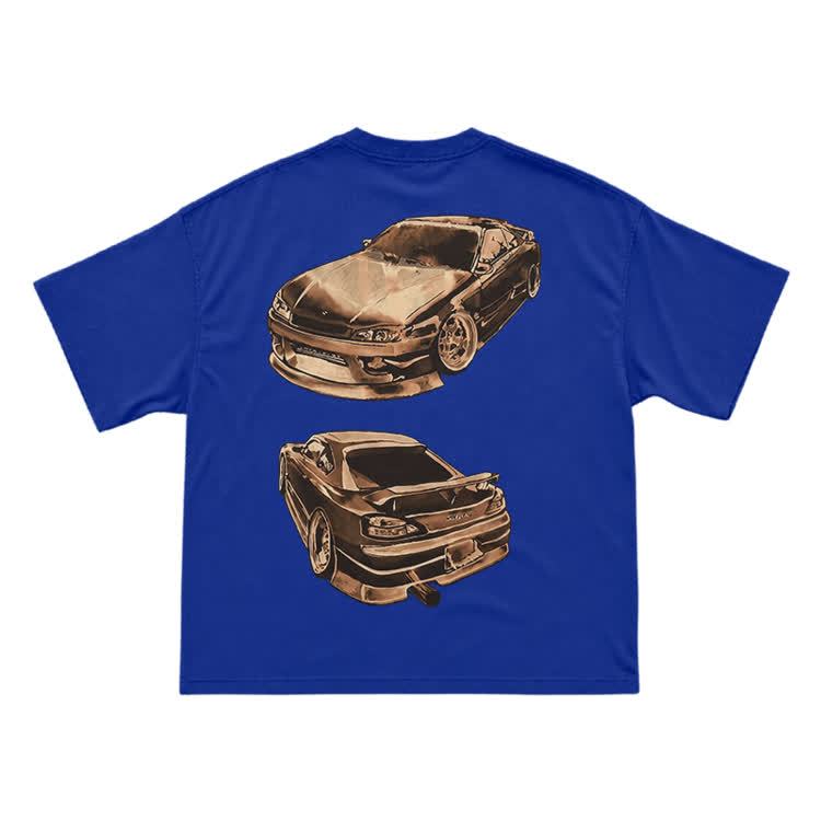 Vintage Dual Sports Car Back Graphic T-Shirt - Blue - US16-18(2XL) - image 5