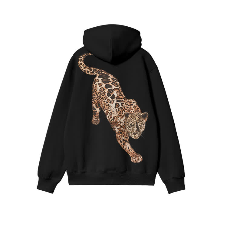 Street Leopard Back Graphic Bleach Hoodie - Black - US16-18(2XL) - image 1