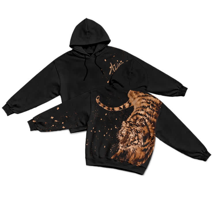 Bleach Street Tiger Graphic Hoodie  - Black - US32-34(5XL) - image 1
