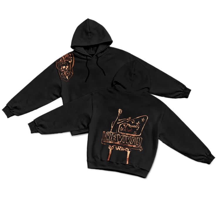 Revival Copper Skull Bleach Hoodie - Black - US32-34(5XL) - image 1