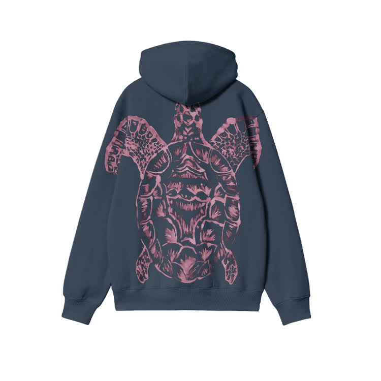 Coastal Rose Sea Turtle Bleach Hoodie - Blue - US32-34(5XL) - image 1