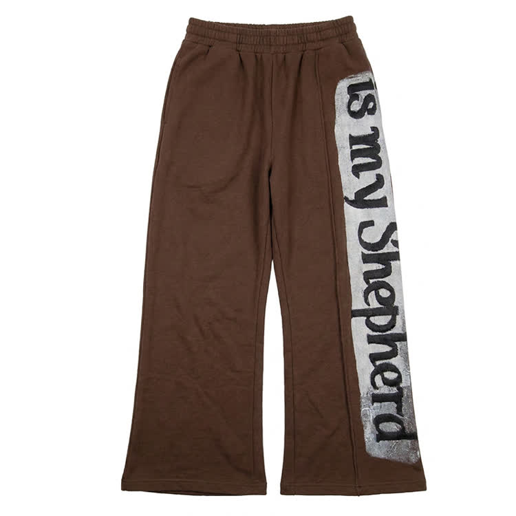 Diy Innovative Letter Pattern Designs Print Straight-leg Sweatpants - Coffee - 2XL - image 1